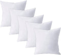 QUBA LINEN Throw Pillow Inserts (Set of 5, White), 18x18 Inches - Premium Cushion Fillers for Sofa, Bed, and Home Décor (18x18 Inch (Pack of 5))
