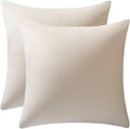 DEZENE Throw Pillow Covers 22x22 Cream: Pack of 2 Cozy Soft Velvet Square Modern Luxury Decorative Throw Pillow Cases for Sofa Couch Living Room Bed Home Decor