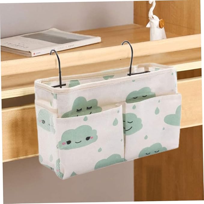 Bedside Hanging Organizer Bunk Bed Storage Hanger Bag Pocket Dormitory Bed Caddy - Green.