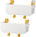 yarlung 2 Pack Bedside Organizer Hanging Caddy, Bunk Bed Shelf Plastic Storage Basket with Hooks for Dorm, Bathroom Handrail, Remote Holder, Bottles, Office Supplies