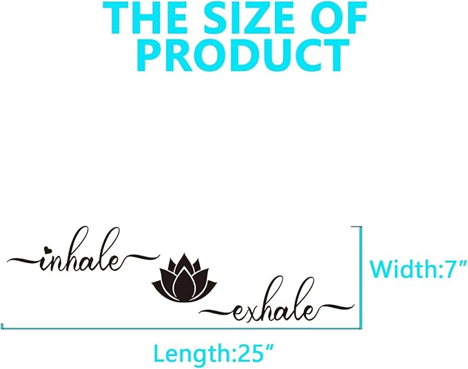 Yoga Quotes Wall Stickers for Bedroom: Zen Lotus Flower Home Meditation Vinyl Art Wall Decals for Living Room Bathroom Kitchen Office - Inhale Exhale 25" X 7"