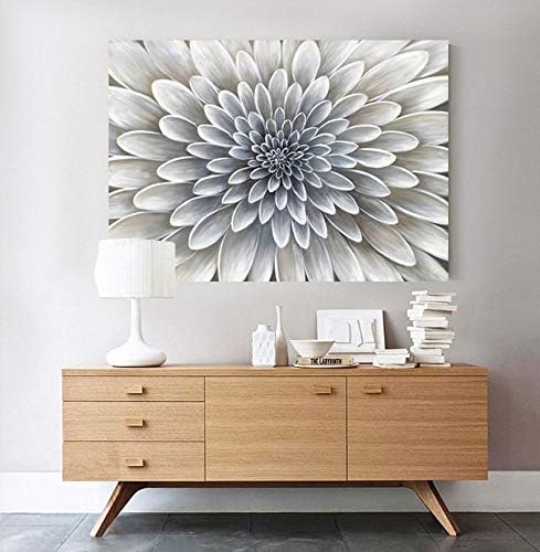 Yihui Arts White Flower Canvas Wall Art Painting, Floral Canvas Pictures Aesthetic Botanical Artwork for Bedroom Living Room Bathroom Decor