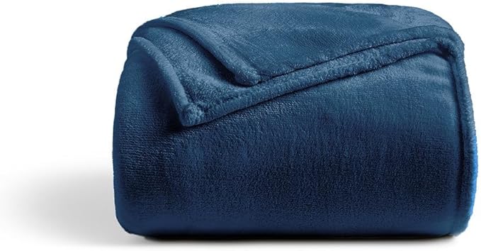 Cosy House Collection Everyday 1500 Series Fleece Blanket - Bedroom Essentials - All Season, Stays Fresh & Clean - Soft, Breathable & Skin-Friendly (Full/Queen, Navy)