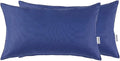 MIULEE Pack of 2 Decorative Outdoor Waterproof Pillow Covers Rectangular Garden Cushion Sham Throw Pillowcase Summer Shell for Spring Patio Tent Couch 12x20 Inch Navy Blue
