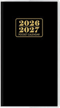 Pocket Calendar 2026-2027, Monthly Purse Planner (6.7" x 3.7") Runs from January 2026 to December 2027, Solid Black Pocket Calendar with PVC Cover for Planning, Organizing, and Office Use