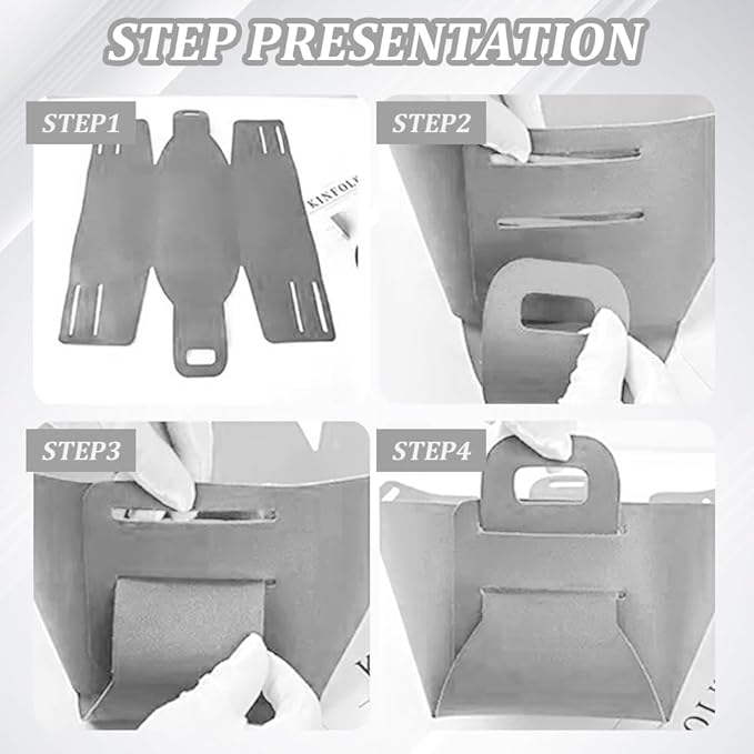 Foldable Storage Basket Bin PU Leather Desktop Organizer Box Gray Small Catchall Basket Rectangle Tray Double Handles for Entryway Bedside Dresser End Table Cosmetic Jewelry Key Wallet