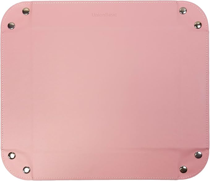 UnionBasic Medium Valet Tray, Jewelry Tray for Rings Watches Earrings, Entryway Catchall Caddy for Coins Keys Change, Nightstand Bedside Valet Holder, Trays for Electronic Gadgets, Candy Pink Plus
