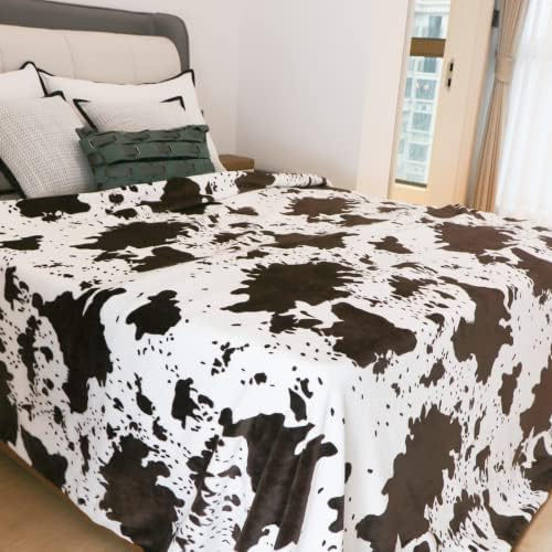 Queen Size Blankets for Bed - Extra Large Cow Print Fuzzy Fleece Blanket Queen, Luxury Cozy Country Decor for Bedroom & Living Room - Lightweight Warm Bedding Gifts for Women, Men & Couples 90" x 90"