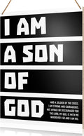 UDNADKEX Boy Room Wall Sign Hanging Decor, I Am a Son of God, Christian Nursery Boy Bedroom Teen Room Playroom Scripture Wooden Decor Nursery Bible Verse Decoration