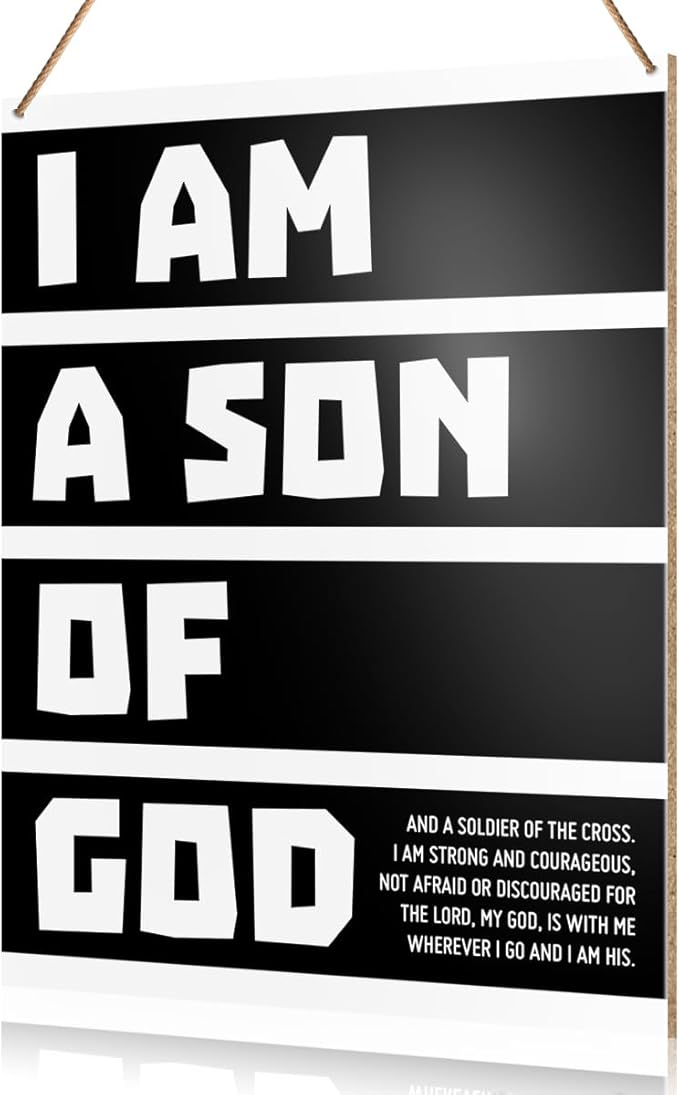 UDNADKEX Boy Room Wall Sign Hanging Decor, I Am a Son of God, Christian Nursery Boy Bedroom Teen Room Playroom Scripture Wooden Decor Nursery Bible Verse Decoration