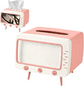 SGVAHY Tissue Box Holder Retro TV Tissue Box Cover Cute and Practical Cell Phone Holder Tampon Holder for Bathroom Kitchen Bedroom Dressers Desks and Tables Night Stands Creative Gift (TV Pink)