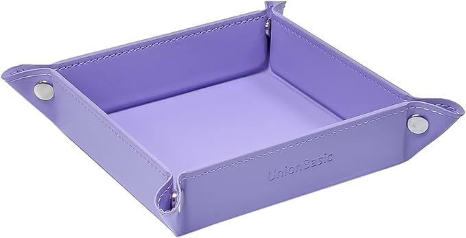 UnionBasic Small Valet Tray, Jewelry Tray for Rings Watches Earrings, Entryway Catchall Caddy for Coins Keys Change, Nightstand Bedside Valet Holder, Trays for Electronic Gadgets, Purple