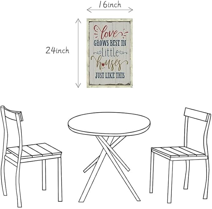 Rustic Home Sign Wall Decor: Farmhouse Family Quotes Wood Framed Art Print Inspirational Love Saying Picture Artwork for Bedroom Living Room Country House Decorations