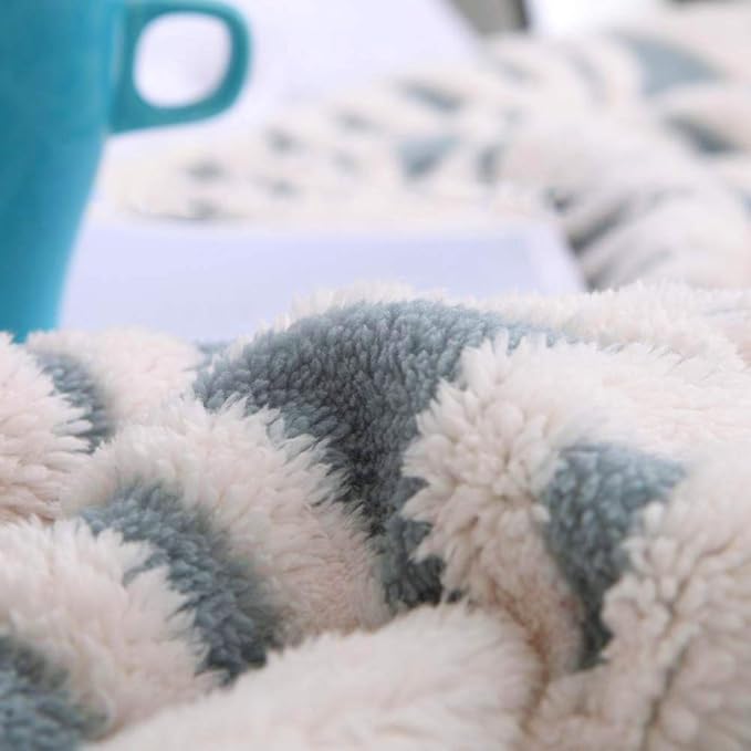 LOMAO Sherpa Fleece Blanket Easter Gifts for Mom Cozy Soft Throw Blanket for Women Men Dual Sided Couch Sofa Bed Blanket (Light Blue,51x63 inch)