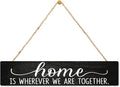 AGMDESIGN Home Is Wherever We Are Together Wood Sign, Rustic Family Reunion Decor, Wall Home Decor for Shelf Desk Door, Farmhouse Bedroom Wood Hanging Plaque, Great Gifts for Newlyweds Families