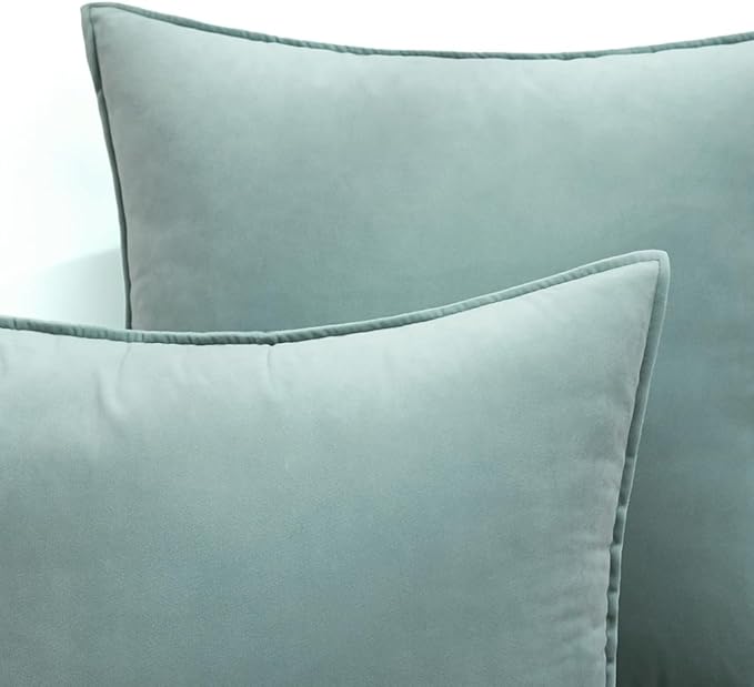 MIULEE Blue Grey Velvet Throw Pillow Covers 18x18 Soft Decorative Solid Square Cushion Cases Pack of 2 Modern Luxury Home Decor for Couch, Sofa, Bedroom