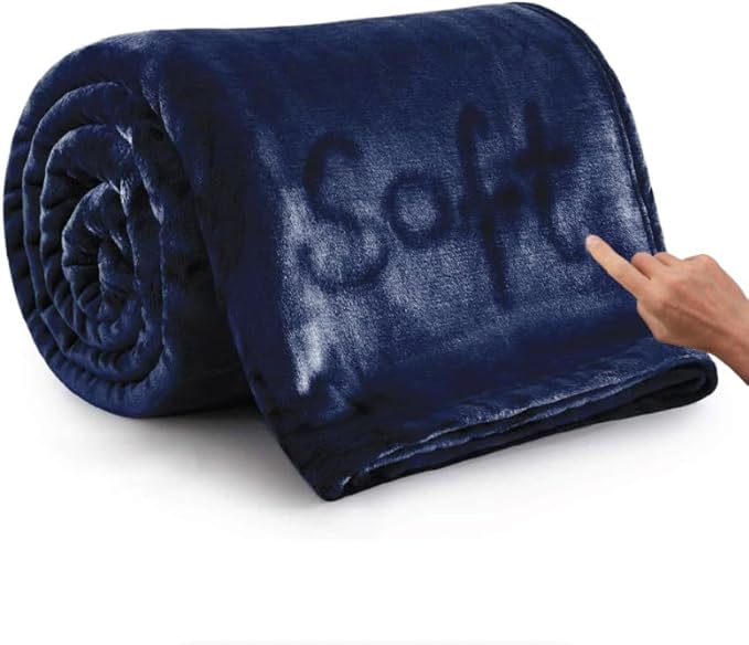 Polar Fleece Throw Blanket for Couch, Twin Bed, Chair, Kids, Adults, Pets 50x60 Soft Cozy Reversible Throw Blanket (Navy Blue)