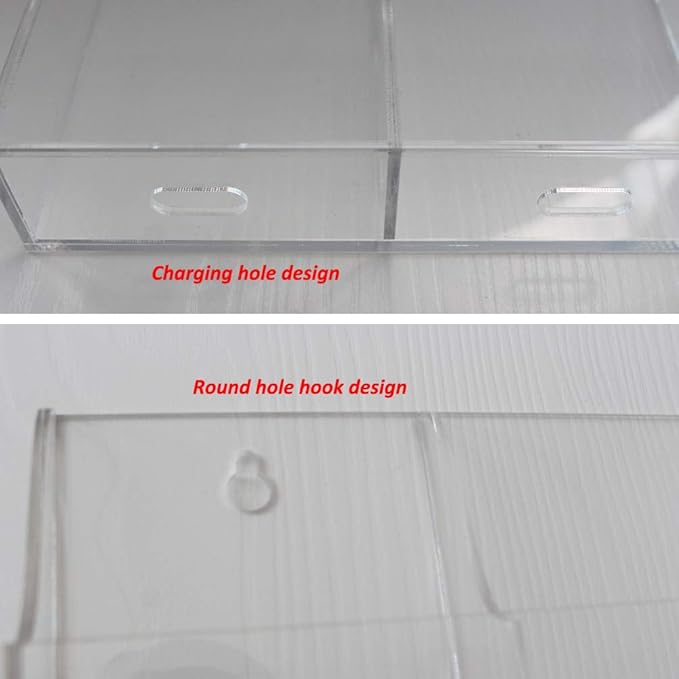 Mobile Phone Storage Holder Acrylic Wall Mount TV Remote Control Media Storage Organizer 3 Cases