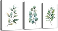 Green Leaf inspirational canvas Wall Art for Bedroom modern Canvas Prints Artwork Bathroom Wall Décor for Living Room Office Abstract Watercolor paintings 3 Piece Home Decoration kitchen wall painting