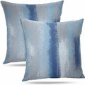 Modern Abstract Decorative Throw Pillow Covers, Blue and Gray Watercolor Design, 18x18 Pillows Linen Pillowcase, Set of 2