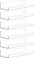 Dezzer 6 Pack Acrylic Shelves for Wall, 15" Clear Acrylic Floating Shelves for Bathroom Bedroom, Invisible Bookshelf Wall Ledge Storage Shelf Books Perfume Toys Action Figure Display Shelves