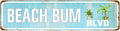 Beach Wall Art Coastal Room Decor Vintage Metal Tin Sign Beachy Home Decorations Beach Bum Blvd Signs Beach Metal Poster Retro Bathroom Themed Decor 4x16 Inch