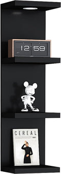 Versatile 4 Tier Wall Shelf Unit,Black Lack Wall Shelf,Display Floating Shelf with LED Remote Control Light