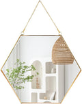 LONGWIN Hanging Wall Hexagon Mirror Decor Gold Geometric Mirror with Chain for Bathroom Bedroom Living Room 9.4"x 8.2"