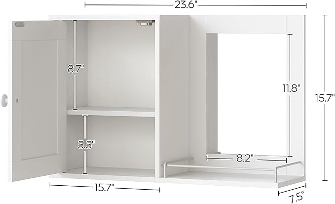 Medicine Wall Cabinet with Mirror, Bathroom Mirror with Storage, Medicine Cabinet Mirror, Wall Mounted Home Storage, Adjustable Shelf, for Laundry Room, Bedroom, Camper, Hallway, White