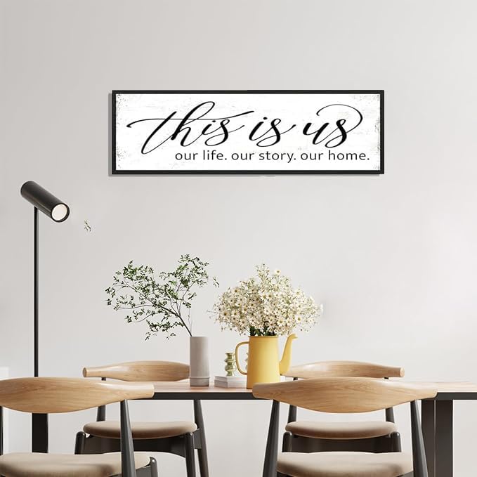 This Is Us Wall Decor Sign: Romantic Bedroom Wall Decor Above Bed For Couples, Family Love Quotes For Home Living Room, Modern Farmhouse Kitchen Country Decor Aesthetic
