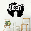 African Woman Wall Art Decal Beautiful Afro Black Girl Vinyl Wall Stickers Living Room Woman Bedroom Murals Home Decor LL2473 (LL867 Black)