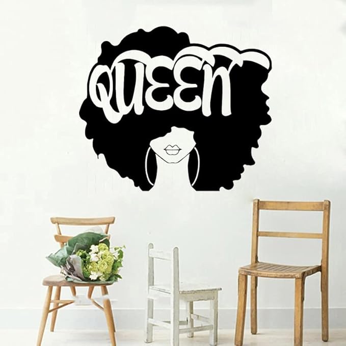 African Woman Wall Art Decal Beautiful Afro Black Girl Vinyl Wall Stickers Living Room Woman Bedroom Murals Home Decor LL2473 (LL867 Black)