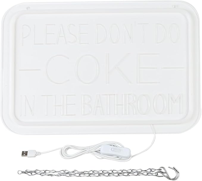 Please Don’t Do Coke in the Bathroom Neon Sign for Wall Art，Led Neon Light Decoration of Bathrooms in Bars and Clubs，Restroom、funny bathroom decor，Gifts for Teen Boys