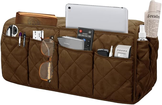 Sofa Armrest Organizer Waterproof Armchair Caddy Remote Control Holder for Recliner Non Slip Recliner Organizer Chair Arm Organizer with 14 Pockets for TV Remotes, Books, Magazines, iPad