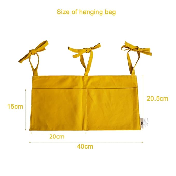 Baby Bedside Hanging Storage Bag - 2-Pocket Bedside Storage with High Capacity for Diapers & Essentials, Space-Saving Hanging Nursery Organizer 5 Colors Available (Ginger)