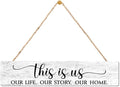 AGMDESIGN This is Us Our Life Our Story Our Home Wood Sign, Heartwarming Family Wall Decor for Shelf Desk Door, Wooden Hanging Sign for Country Farmhouse Bedroom Kitchen Entryway Hallway