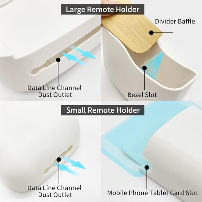 Remote Control Holder Wall Mount Set, Office Supplies Supply Organizer, Bedside Audio-Video Remote Control Shelving, With Self Adhesive Caddy Storage Box, White Wall Phone Stand Mail Sorters