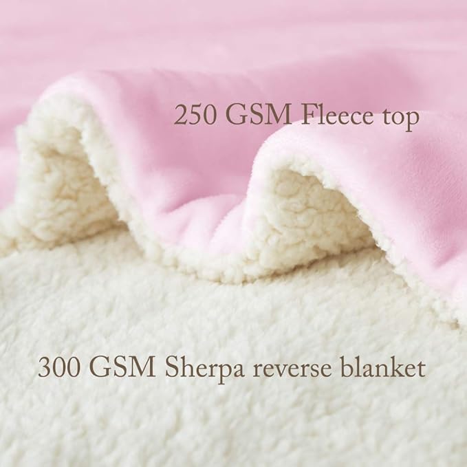 LBRO2M Sherpa Fleece Bed Blanket Fuzzy Plush Warm Super Soft Cozy Fluffy Microfiber Couch (Pink, Twin(65x90 Inches))