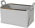 Decorative Faux Leather Basket,Small Catchall Basket for Entryway Bedside Dresser End table,Collapsible Rectangle Tray Organizer Box (Light Grey)