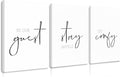 Be Our Guest Wall Decor Guest Room Wall Art Decor Stay Awhile Signs for Home Decor Minimalist Wall Art over the Bed Sign Guest Bedroom Wall Decor Canvas Painting 12x16 Inch (set of 3) Ready to Hang