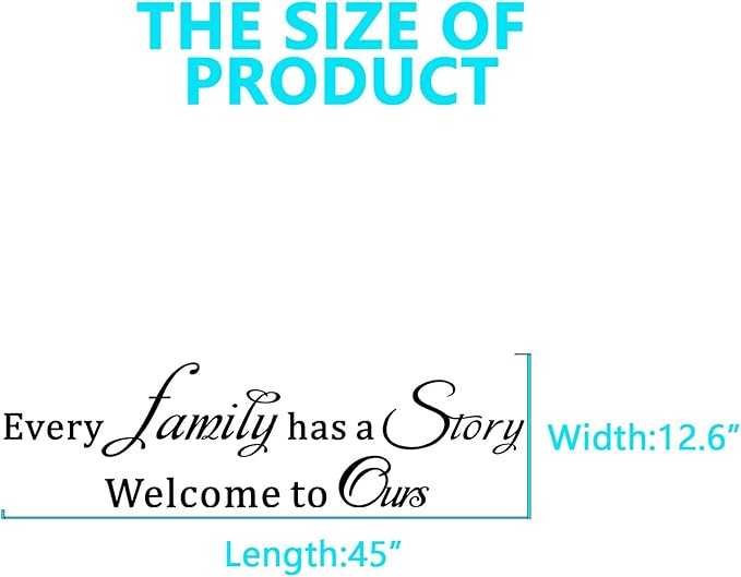 Motivational Home Wall Decals for Bedroom: Inspirational Family Quotes Vinyl Art Wall Stickers for Living Room Kitchen Apartment Bathroom - Every Family Has a Story 45" X 12.6"