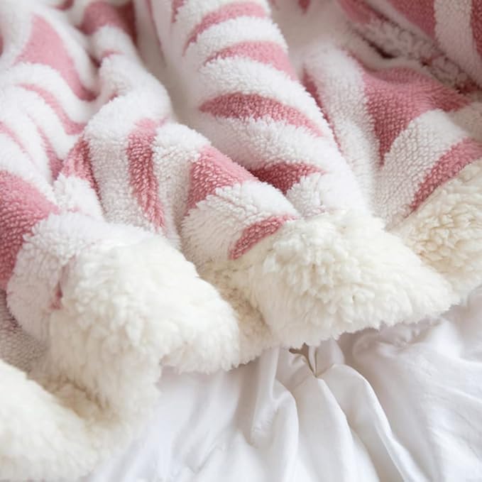 LOMAO Sherpa Fleece Blanket Easter Gifts for Mom Cozy Soft Throw Blanket for Women Men Dual Sided Couch Sofa Bed Blanket (Pink, 90''x90'')