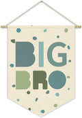 Big Brother Nursery Decor Canvas Banner,Boy Bedroom Playroom Wall Art Decorations,Boho Twin Room Sign,Big Bro Lil Bro, Sage Green Blue Kids Room Sibling Wall Hanging Pennant Flag Banner