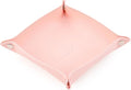 SANQIANWAN PU Leather Arc Edge Jewelry Valet Tray for Man and Women, Portable Mini Entryway Table Tray Bedside Nightstand Desk Tray Small Travel Dish Plate for Key,Wallet,Watch,Coin (Pink)