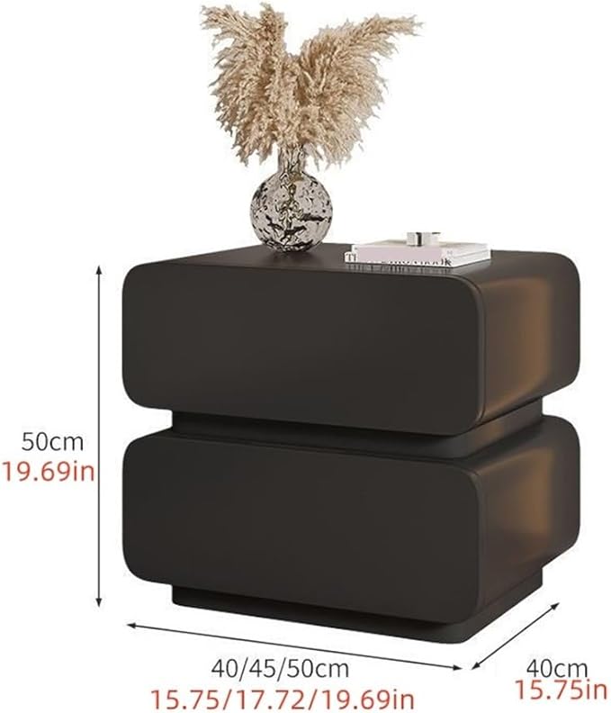 Practical Bedside Table with 2 Drawers, Modern Pu Leather Nightstand, Minimalist Night Stand for Bedroom Storage (Color : Off-White, Size : 40 * 40 * 50cm)