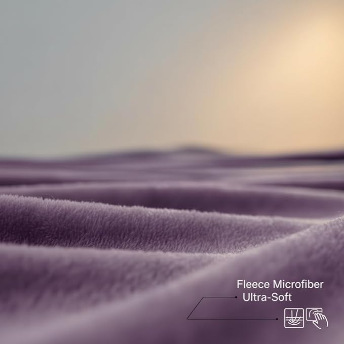Fleece Blanket Full/Queen - 80x90 Inch Lightweight & Buttery-Soft Throw for Bed, Sofa, Camping | 300GSM Cloud-Touch Microfiber | Cozy Essentials for Travel & Movie Nights, (Fog Purple)