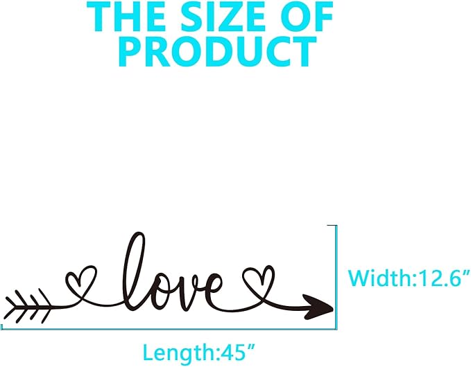 Couples Quotes Wall Decals for Bedroom: Inspirational Love Wall Stickers for Home Bathroom Living Room - Love Arrow 45" X 12.6"