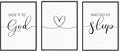 Give It To God And Go To Sleep 3-Piece Wall Sign Decor: Framed Modern Minimalist Quotes for Couples Above Bed 12"x16"