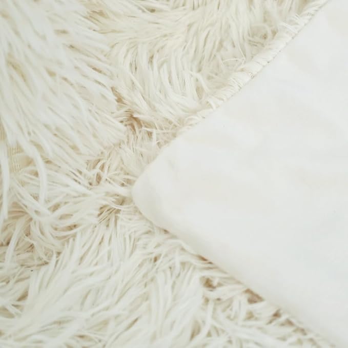 Plush Super Soft Blanket Bedding Sofa Cover Furry Fuzzy Fur Warm Throw Qulit Cozy Couch Blanket for Winter (51"x63", Cream)