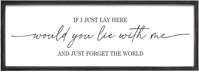 MODE HOME Farmhouse Bedroom Wall Art Above Bed with Title If I Just Lay Here Would You Lie With Me, Large Framed Wall Sign for Master Bedroom Wall Decor, Rustic Wall Art for Home Decor 42 x 15 Inch